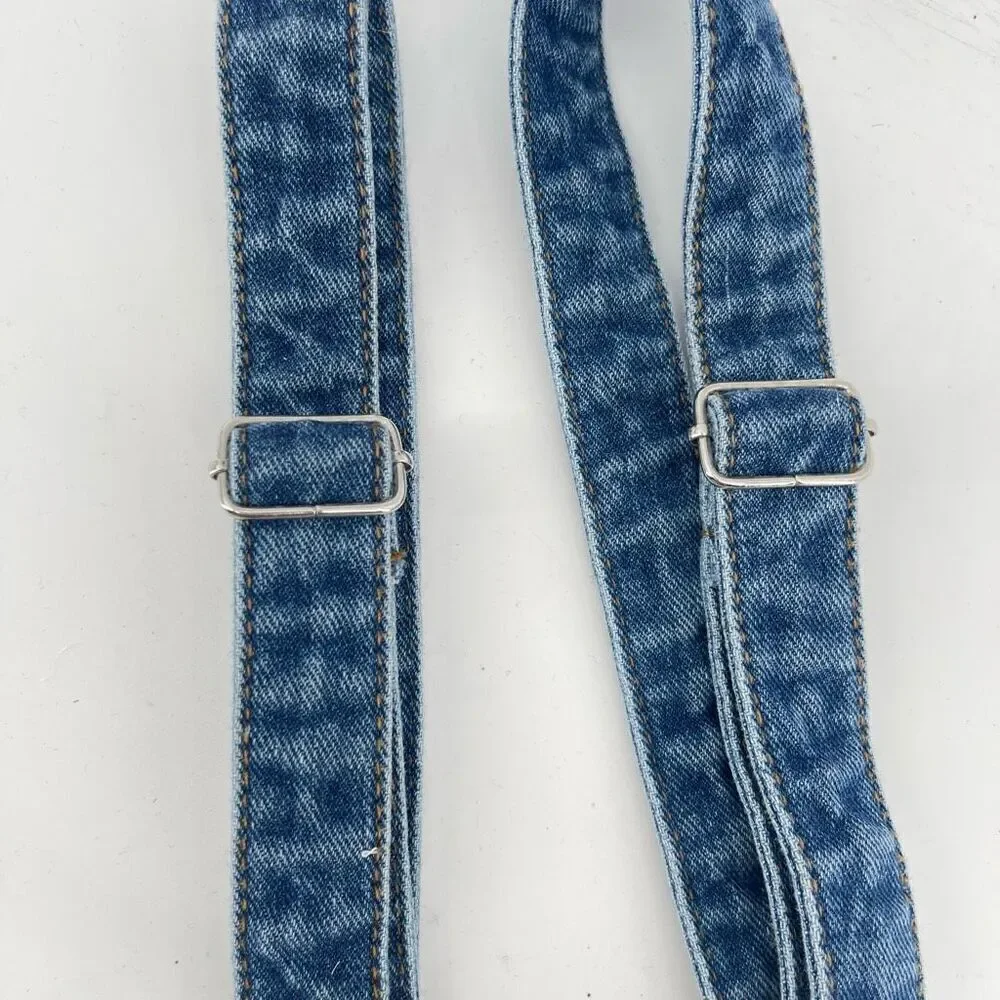 Adjustable Blue Denim Suspenders Women, Teens & Kids Unisex with Clip Closures